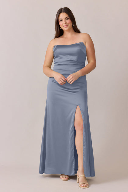 Briar Satin Dress | Made To Order | French Blue