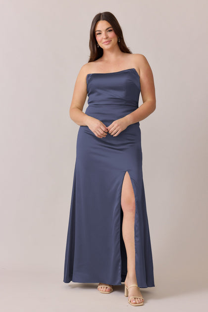 Briar Satin Dress | Made To Order | Indie Blue