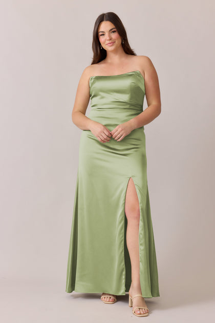 Briar Satin Dress | Made To Order | Matcha