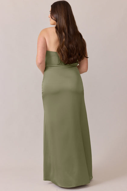 Briar Satin Dress | Made To Order | Moss