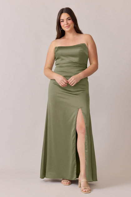 Briar Satin Dress | Made To Order | Moss
