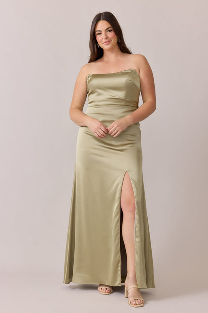 Briar Satin Dress | Made To Order | Sage
