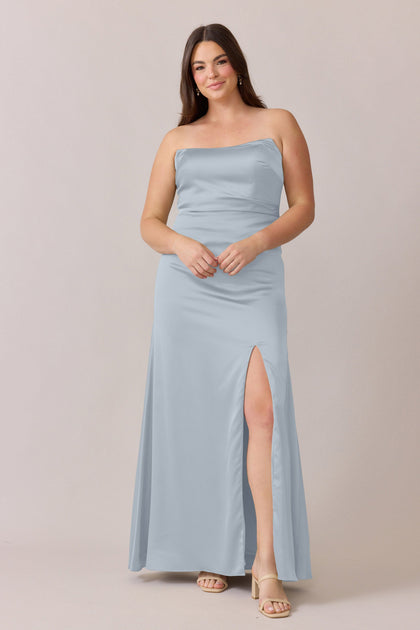 Briar Satin Dress | Made To Order | Sky Blue