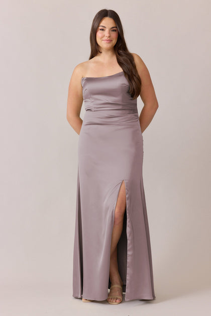 Briar Satin Dress | Made To Order | Taupe