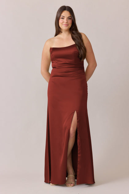 Briar Satin Dress | Made To Order | Rust