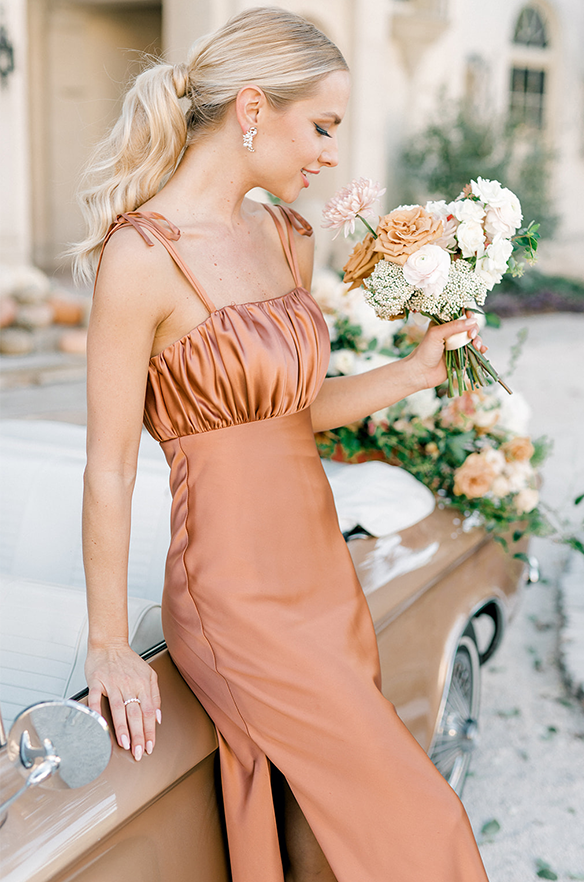 Sample Copper Brooke Satin Dress | Ready To Ship 16 Sample Copper Brooke Satin Dress | Ready To Ship 16