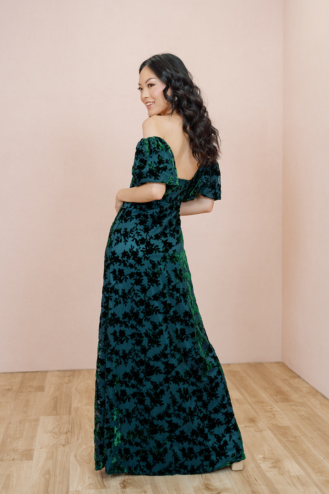 burnout velvet dress long sleeve Farm Rio x Anthropologie Long-Sleeve Burnout Velvet Mini Dress