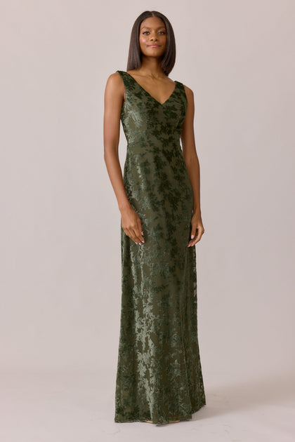 Floral Burnout Velvet Mega Swatch | Deep Olive