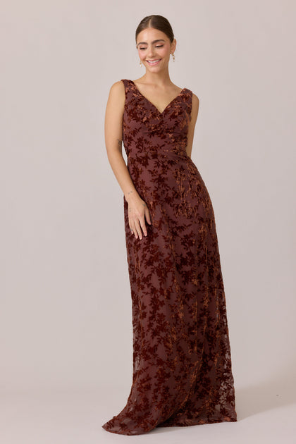 Floral Burnout Velvet Mega Swatch | Mahogany