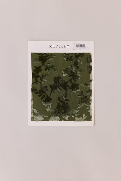 Floral Burnout Velvet Mega Swatch | Deep Olive