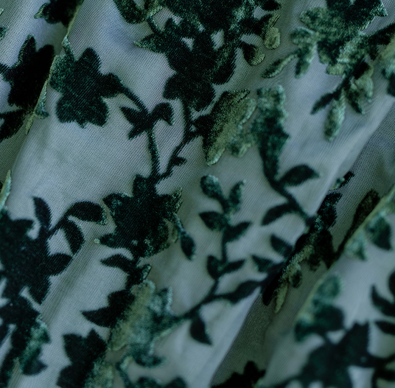 Jade Floral Burnout Velvet Dress