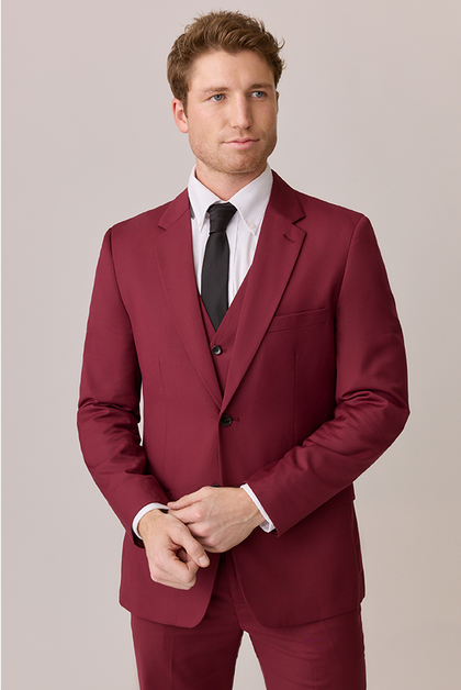 Model: Ethan; Size: Slim 42 Regular. Pictured with Black Chiffon Tie