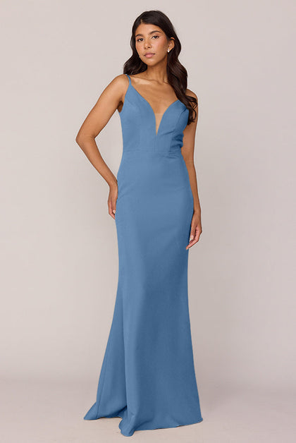 Camilla Crepe Dress | Made To Order | Dusty Blue