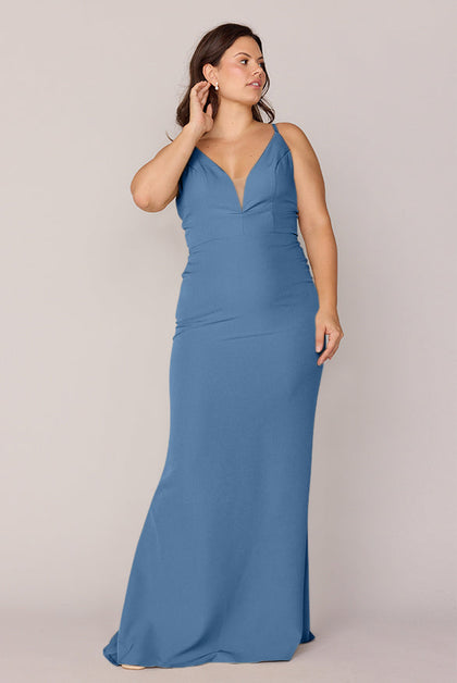 Camilla Crepe Dress | Made To Order | Dusty Blue