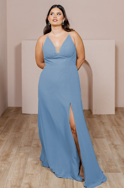 Sample French Blue Carmen Chiffon Dress | Ready To Ship 8 Sample French Blue Carmen Chiffon Dress | Ready To Ship 8