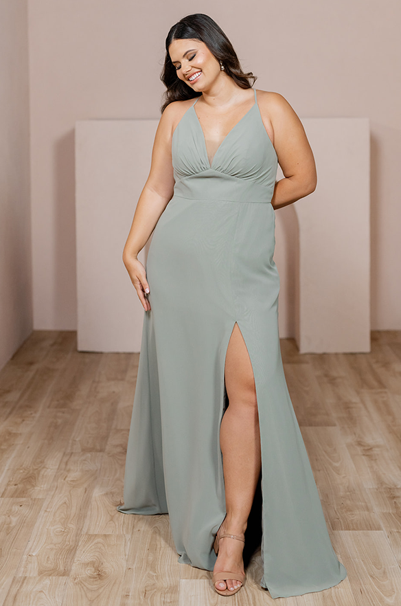 Sample Silver Sage Carmen Chiffon Dress