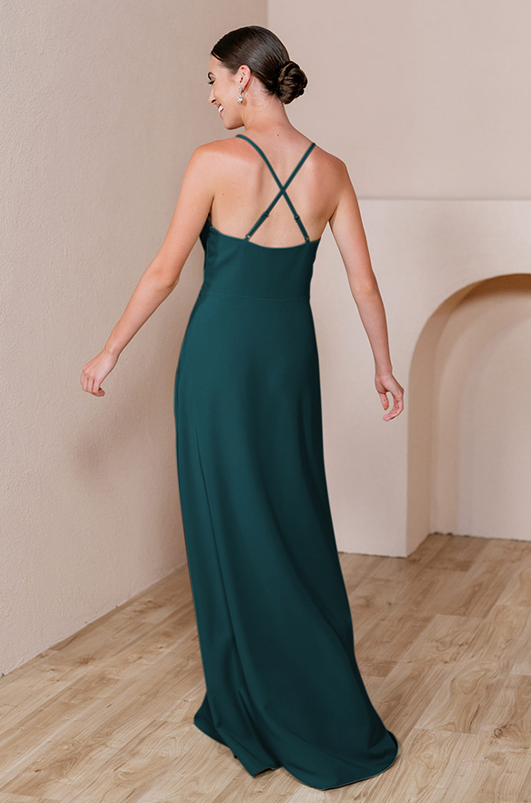 Sample Classic Emerald Carmen Crepe Dress | Ready To Ship 32 Sample Classic Emerald Carmen Crepe Dress | Ready To Ship 32
