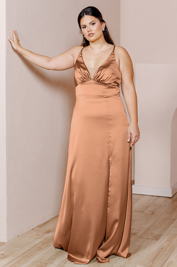 Sample Copper Carmen Satin Dress
