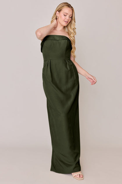 Caroline Crepe Dress | Made To Order | Deep Olive