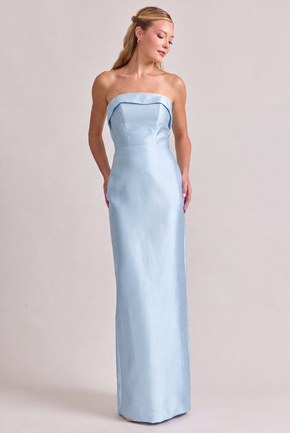 Caroline Luxe Sateen Dress | Sky Blue