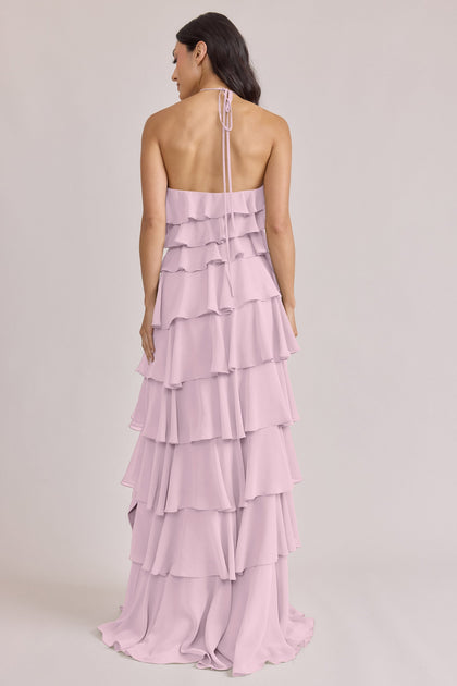 Carrie Chiffon Dress | Made To Order | Baby Pink