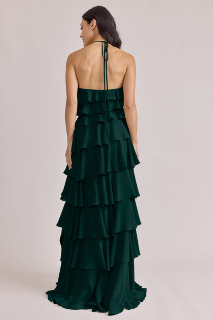 Carrie Chiffon Dress | Made To Order | Classic Emerald