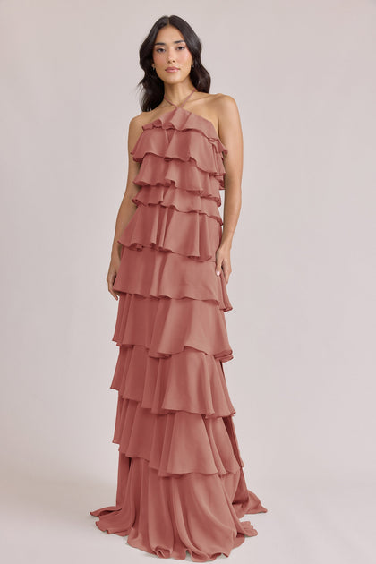 Carrie Chiffon Dress | Made To Order | Desert Rose