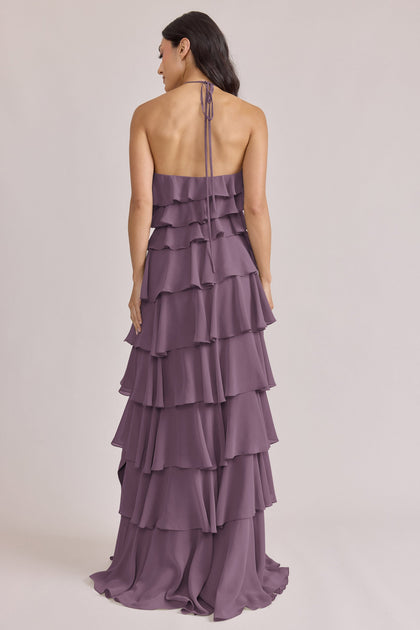 Carrie Chiffon Dress | Made To Order | Dusty Purple