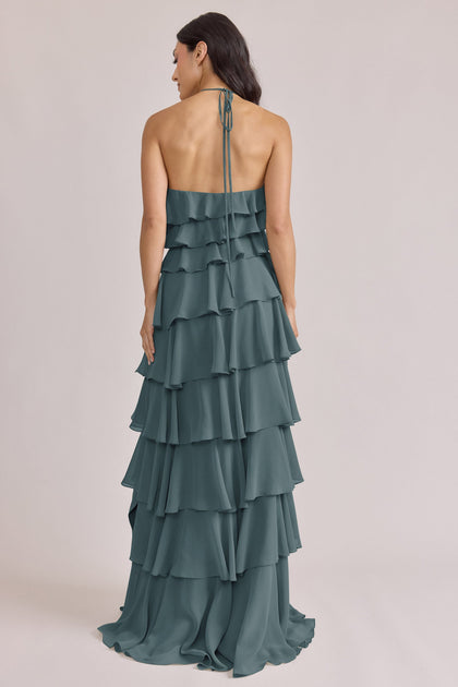 Carrie Chiffon Dress | Made To Order | Eucalyptus