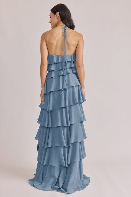 Carrie Chiffon Dress | Made To Order | French Blue
