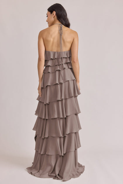 Carrie Chiffon Dress | Made To Order | Latte