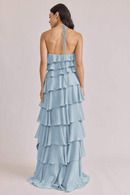 Carrie Chiffon Dress | Made To Order | Light Blue