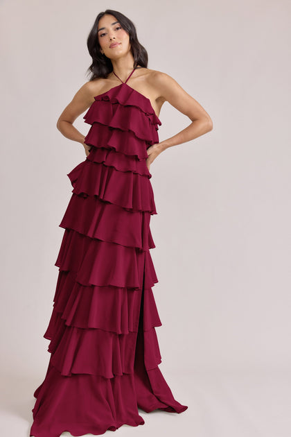 Carrie Chiffon Dress | Made To Order | Marsala