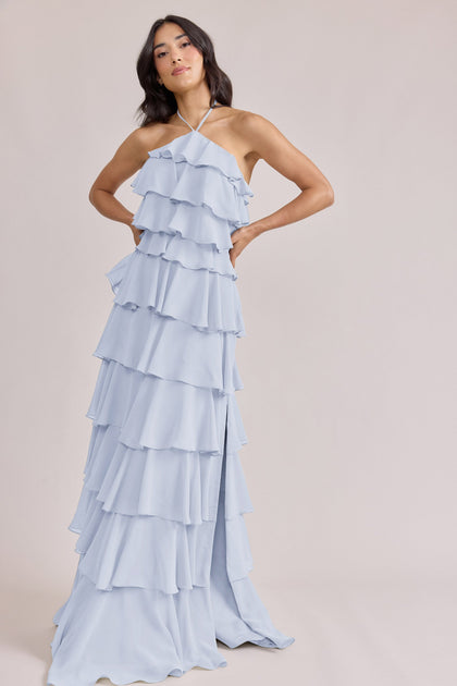 Carrie Chiffon Dress | Made To Order | Periwinkle