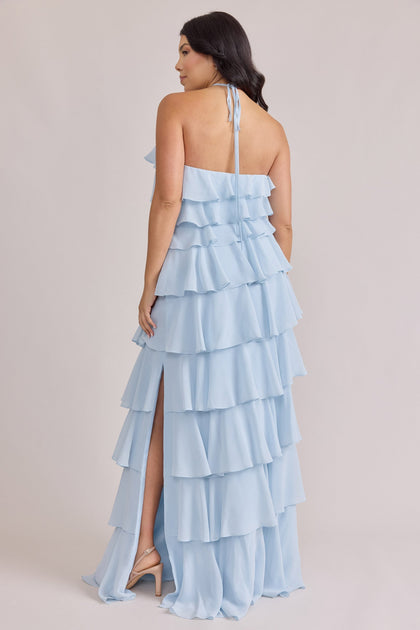 Carrie Chiffon Dress | Made To Order | Sky Blue