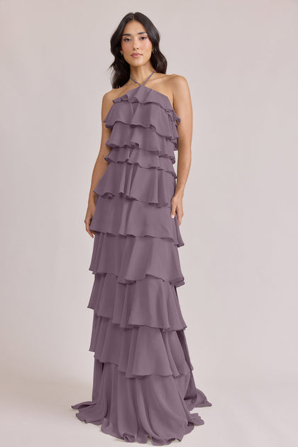 Carrie Chiffon Dress | Made To Order | Wisteria