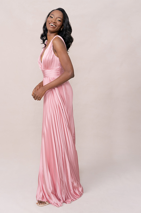 Celine Satin Pleated Dress | Made to Order Emerald Celine Satin Pleated Dress | Made to Order Emerald