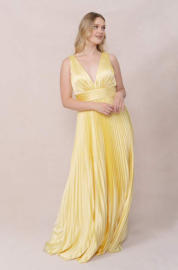 Celine Satin Pleated Dress