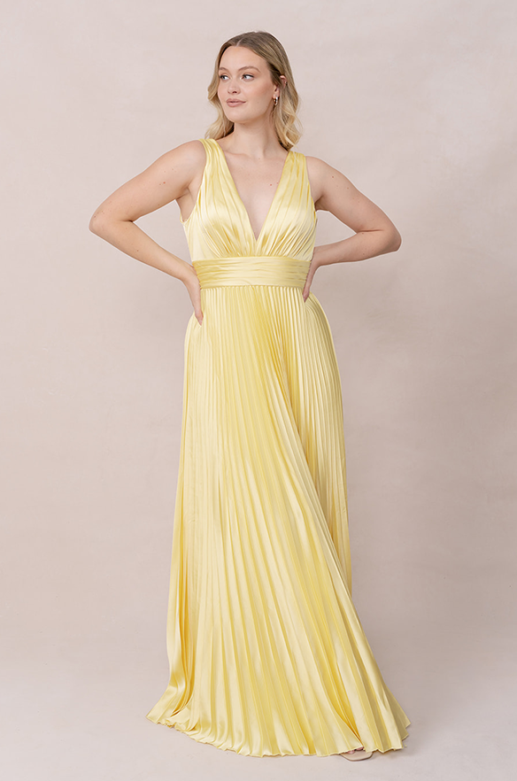 Celine Satin Pleated Dress