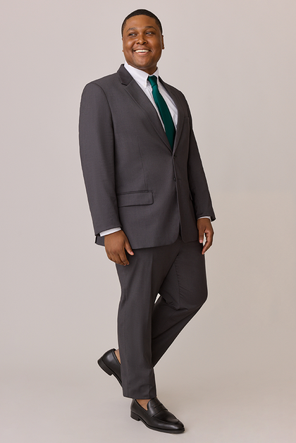 Model: Cashman; Size: Modern 40/32. Pictured with Classic Emerald Satin Tie