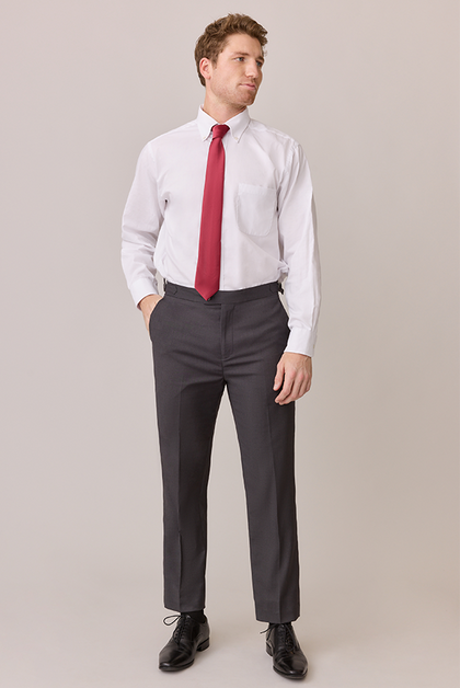 Model: Ethan; Size: Modern 32/31. Pictured with Berry Satin Tie