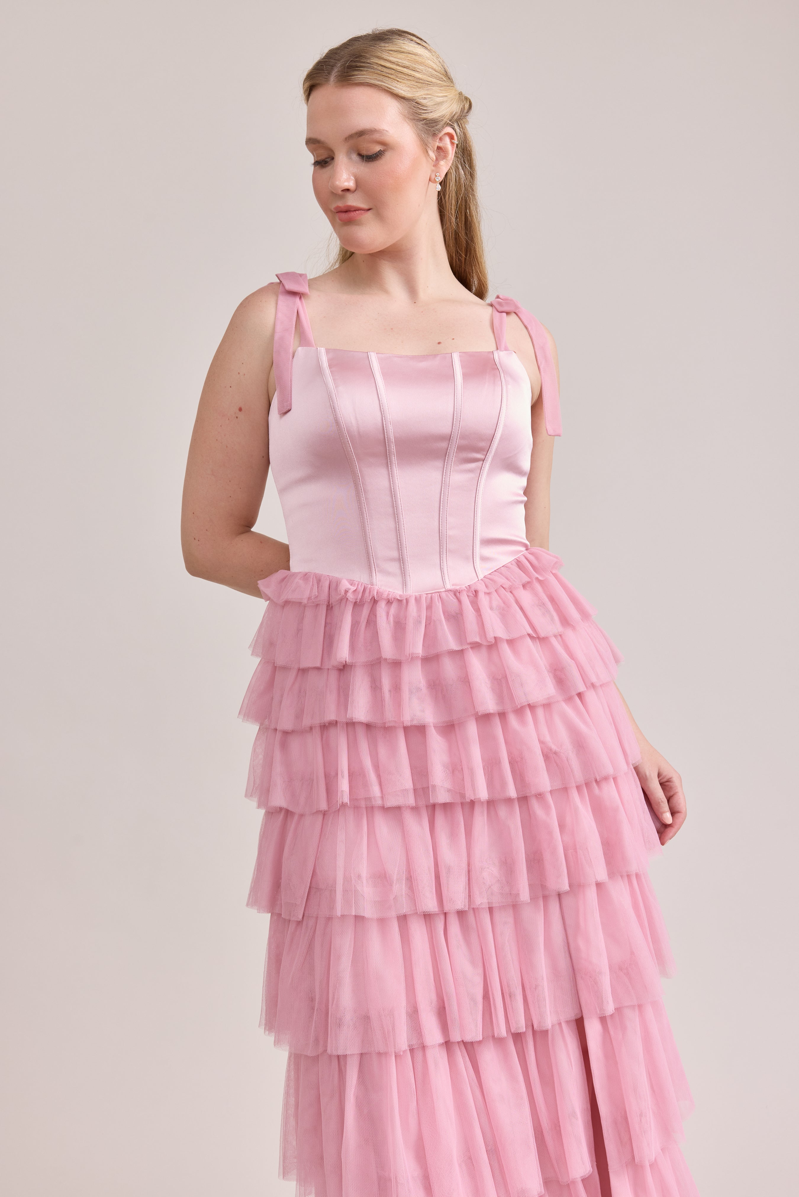Charlotte Satin + Tulle Dress | Made to Order Rosette Satin / Rosette Tulle Charlotte Satin + Tulle Dress | Made to Order Rosette Satin / Rosette Tulle