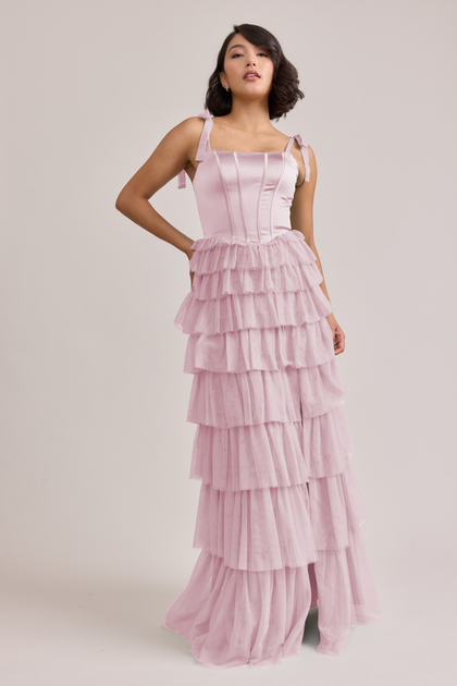 Charlotte Satin + Tulle Dress | Made To Order | Baby Pink Satin / Baby Pink Tulle