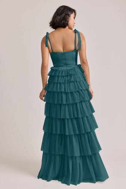 Charlotte Satin + Tulle Dress | Made To Order | Classic Emerald Satin / Classic Emerald Tulle