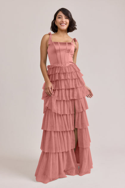 Charlotte Satin + Tulle Dress | Made To Order | Desert Rose Satin / Desert Rose Tulle