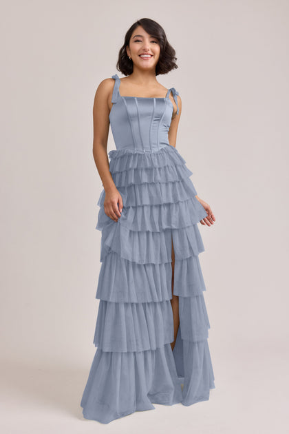 Charlotte Satin + Tulle Dress | Made To Order | French Blue Satin / French Blue Tulle