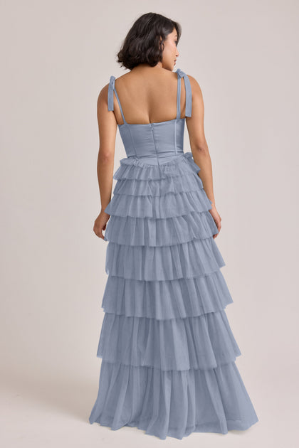 Charlotte Satin + Tulle Dress | Made To Order | French Blue Satin / French Blue Tulle