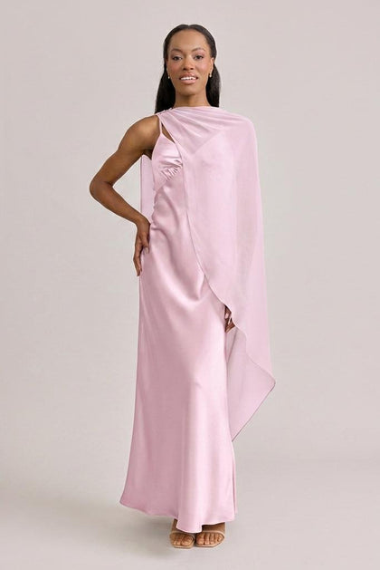 Chiffon Asymmetrical Shawl | Made To Order | Baby Pink