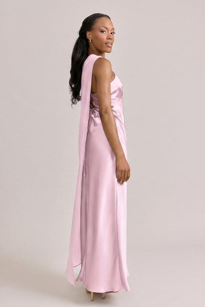 Chiffon Asymmetrical Shawl | Made To Order | Baby Pink