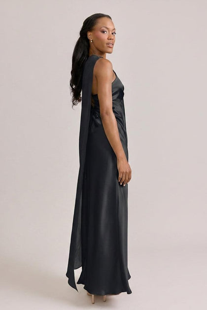 Chiffon Asymmetrical Shawl | Made To Order | Black